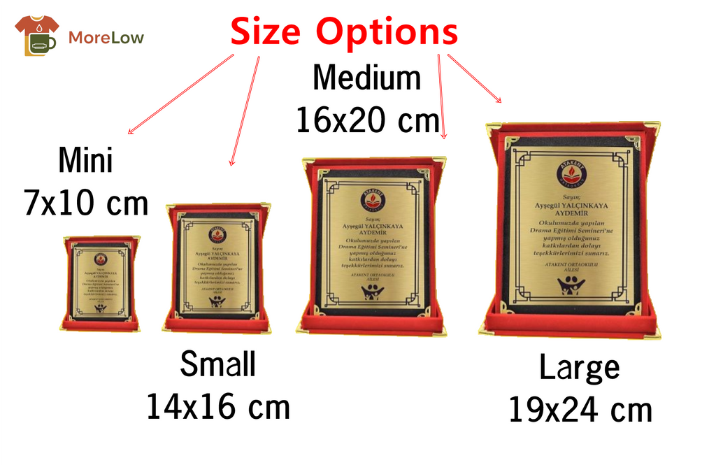 Customized Luxury Boxed Plaque Award - Metal Plaque with Red and Blue Velvet Bag