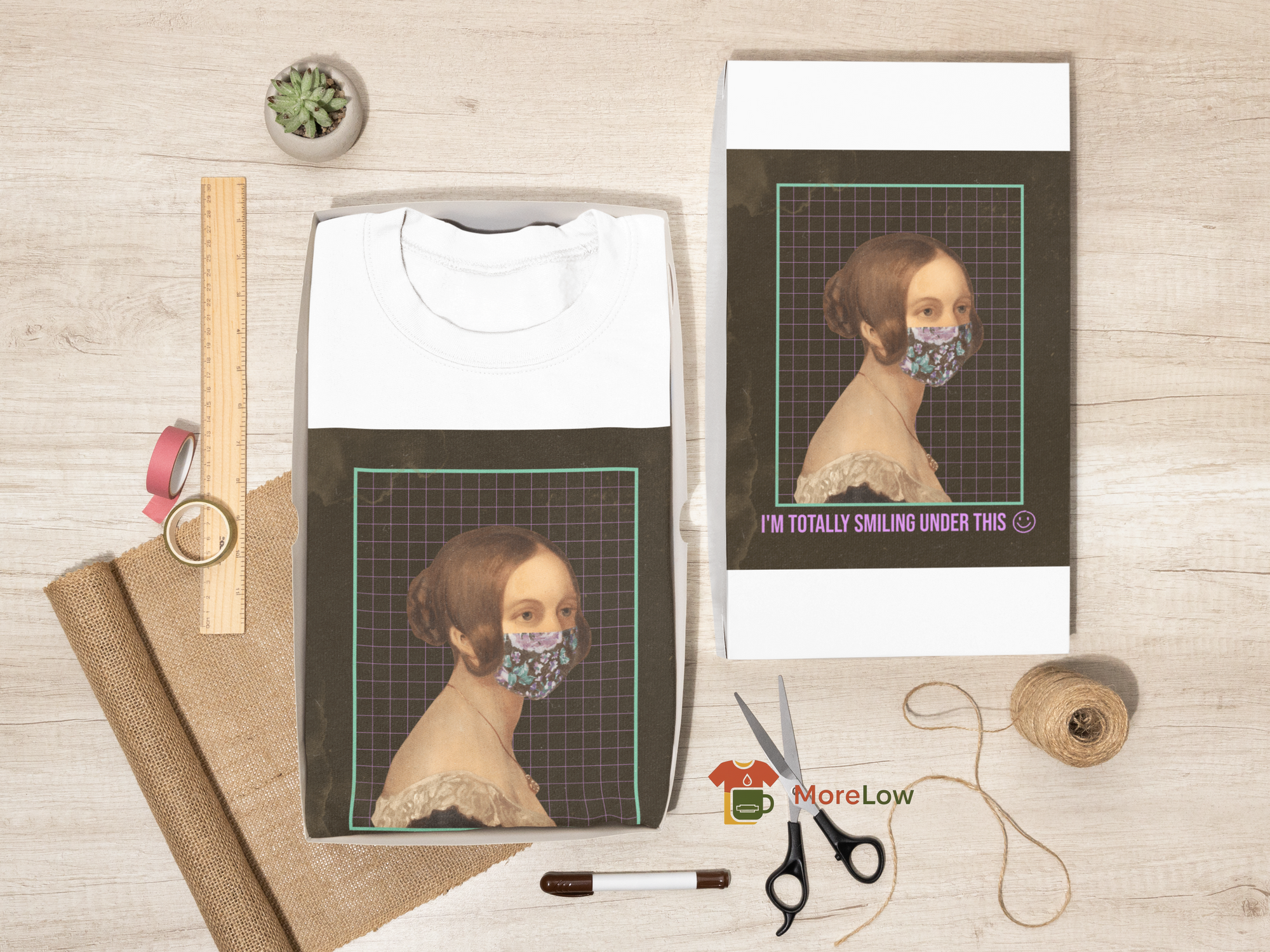 Masked Classical Portrait Humor 'I'm Totally Smiling Under This' Sweatshirt & T-Shirt