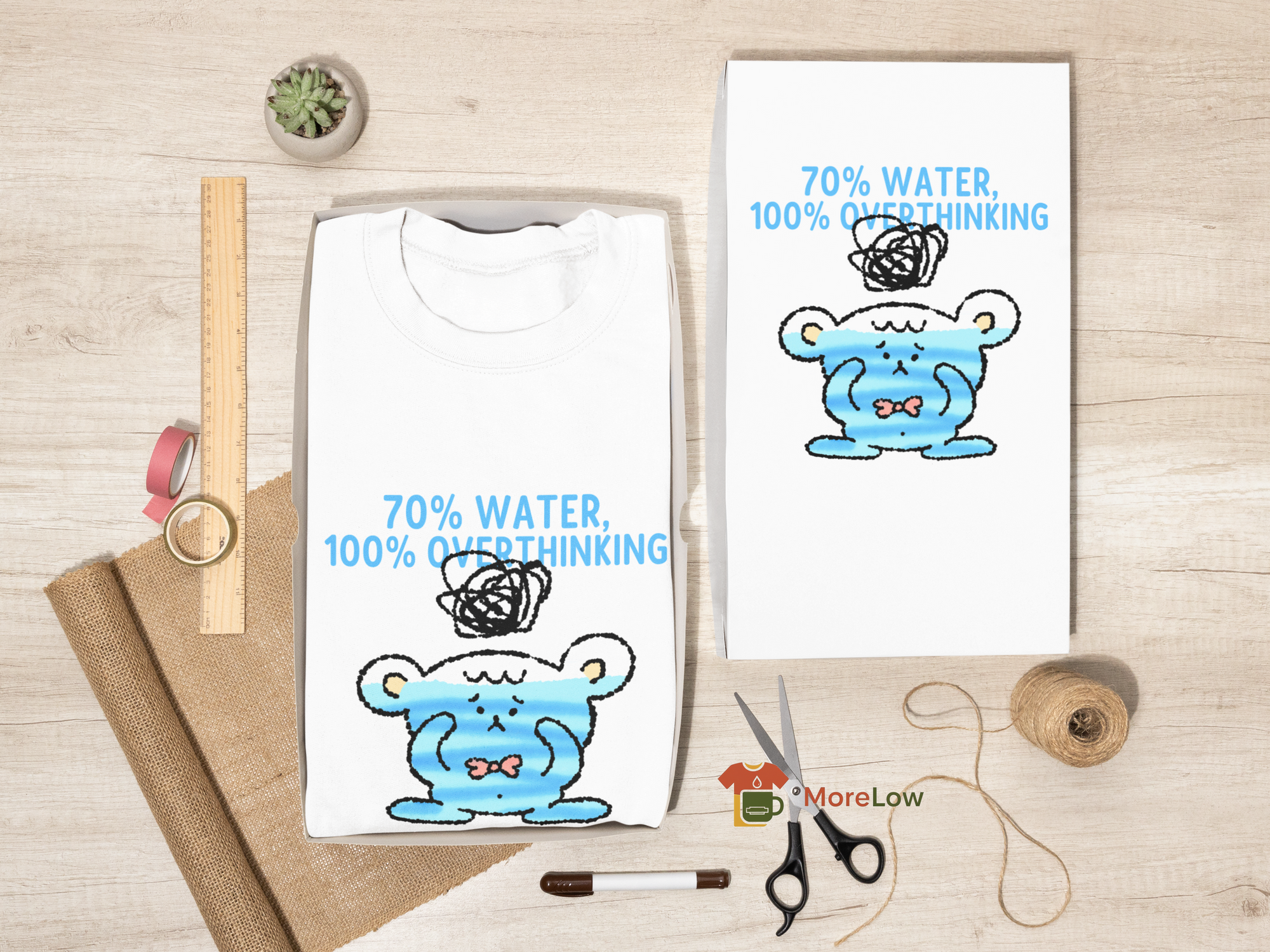 Overthinking Humor '70% Water, 100% Overthinking' Sweatshirt & T-Shirt