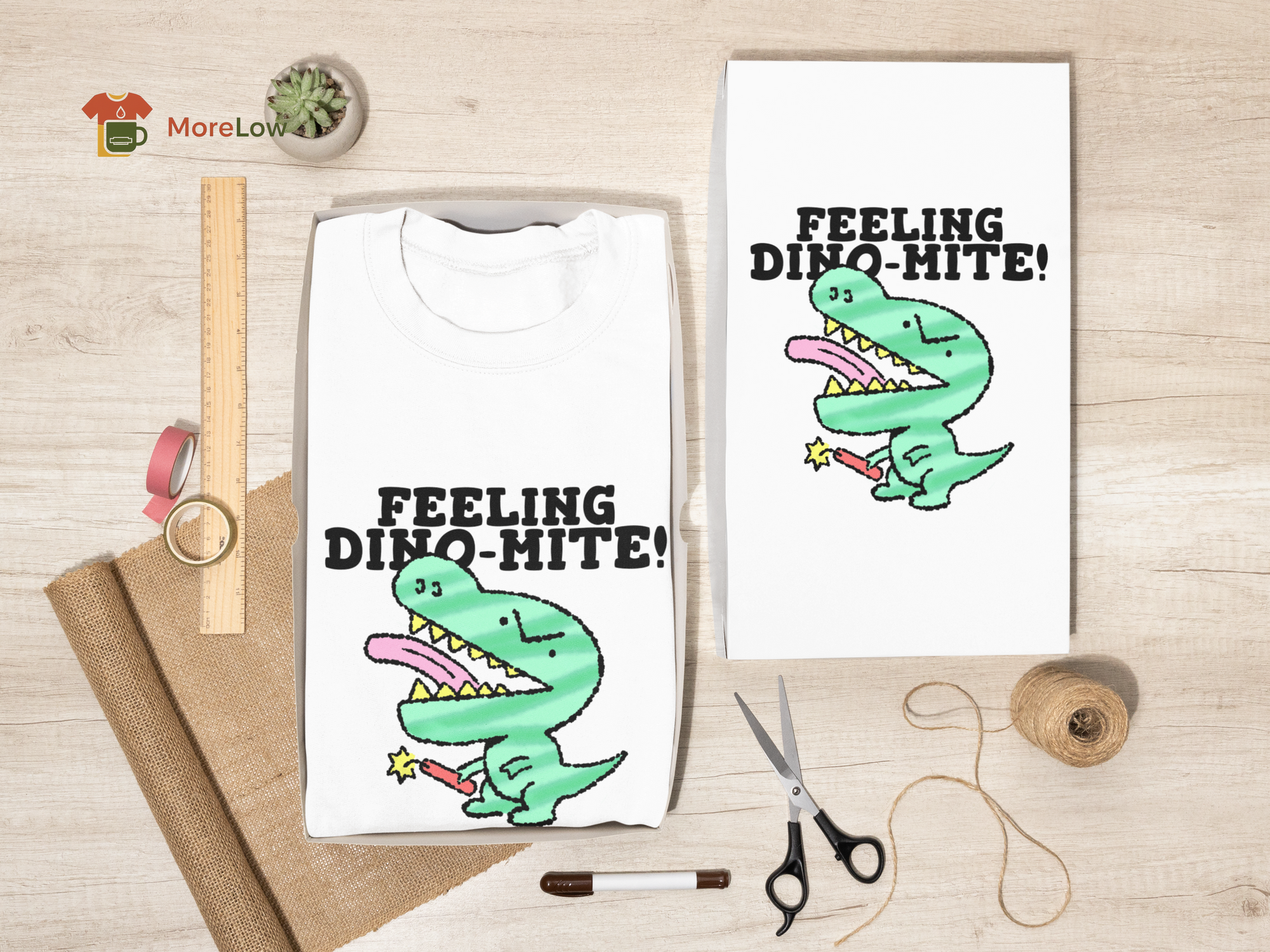 Funny Dinosaur Pun 'Feeling Dino-Mite' Sweatshirt & T-Shirt