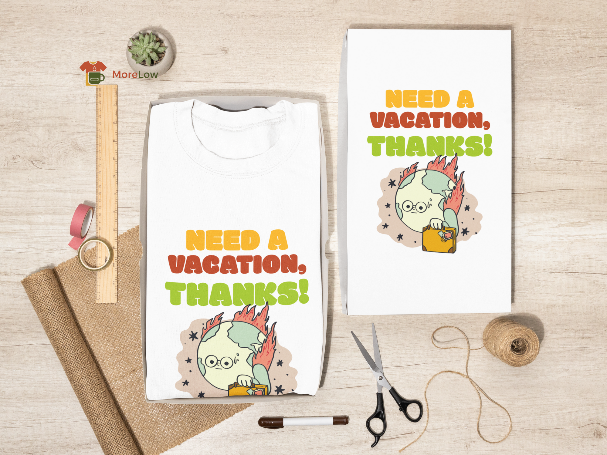 Funny Planet Earth 'Need a Vacation, Thanks!' Sweatshirt & T-Shirt