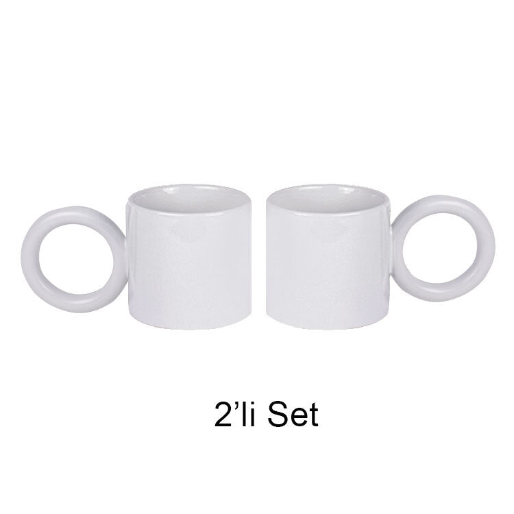 Sublimation White Ring-Handle Porcelain Mug - Set of 2