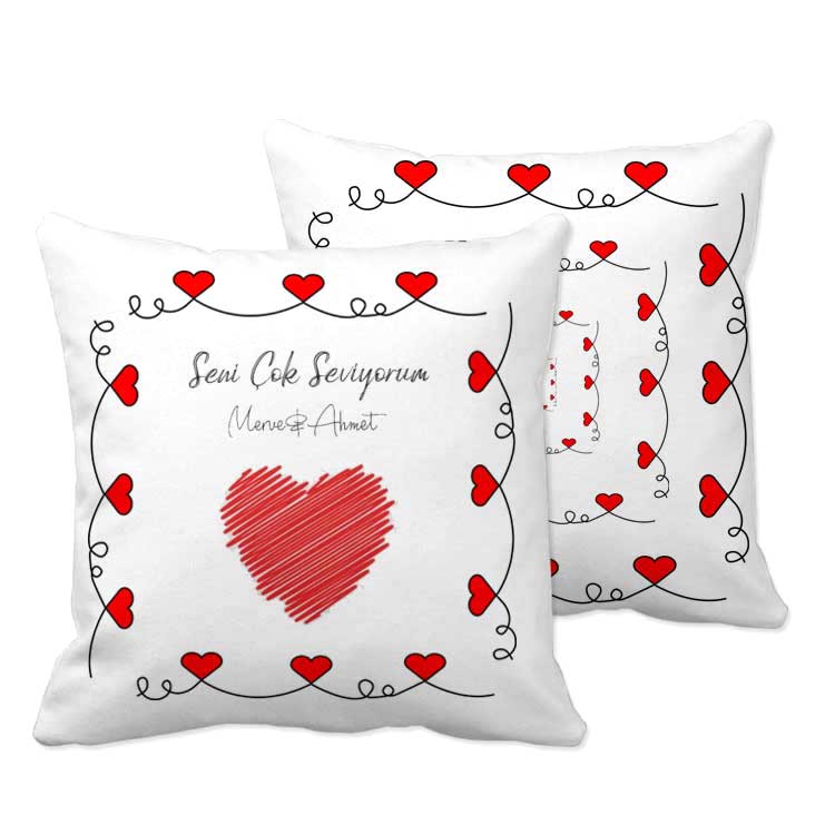 Ribbon Heart Pattern Sublimation Pillowcase