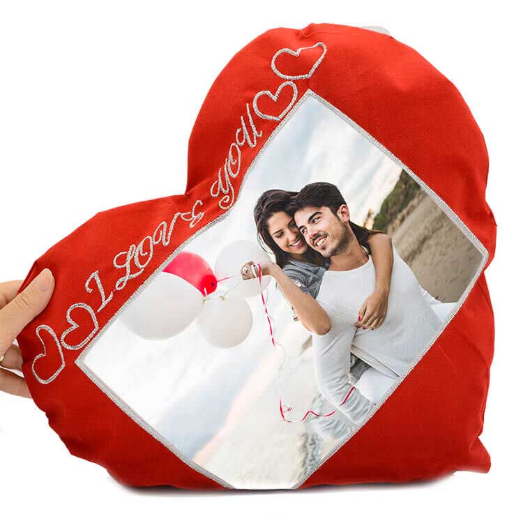 Sublimation Heart Red Suede Pillow (Horizontal)