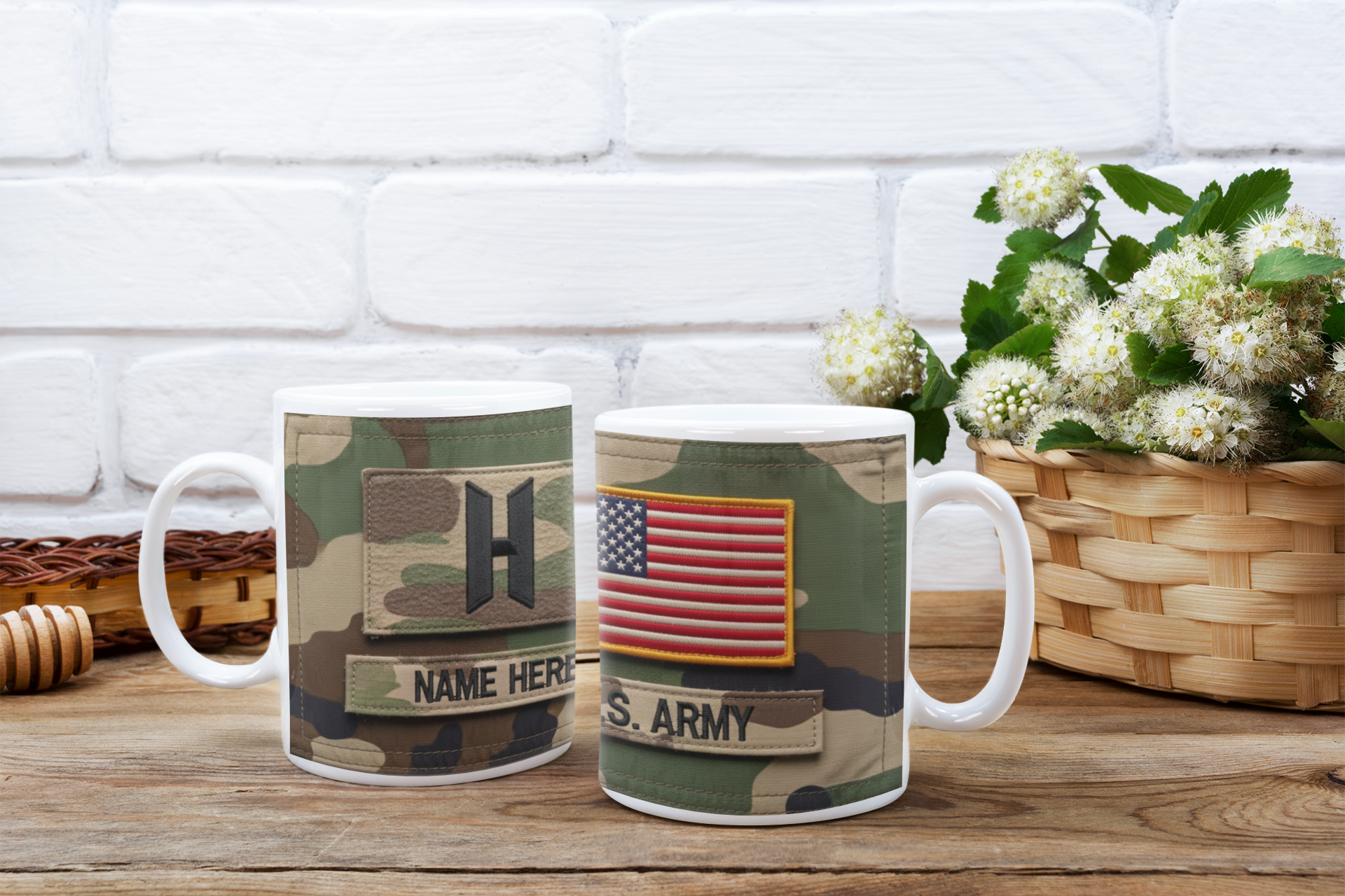 Personalized U.S. Army Mug - Military Rank and Name Printed Coffee Mug - Sublimation Printed Soldier Gift