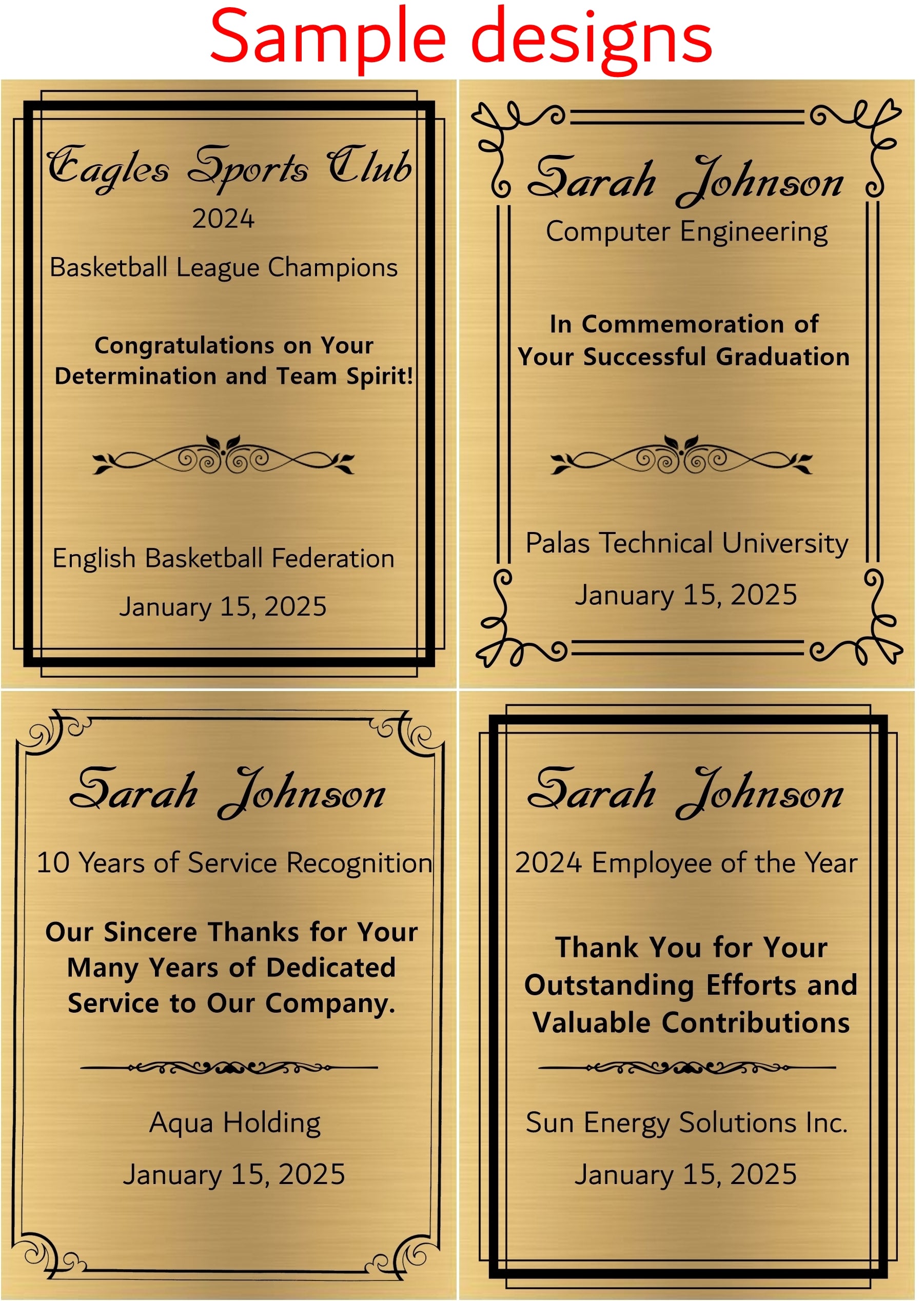 Customized Luxury Boxed Plaque Award - Metal Plaque with Red and Blue Velvet Bag