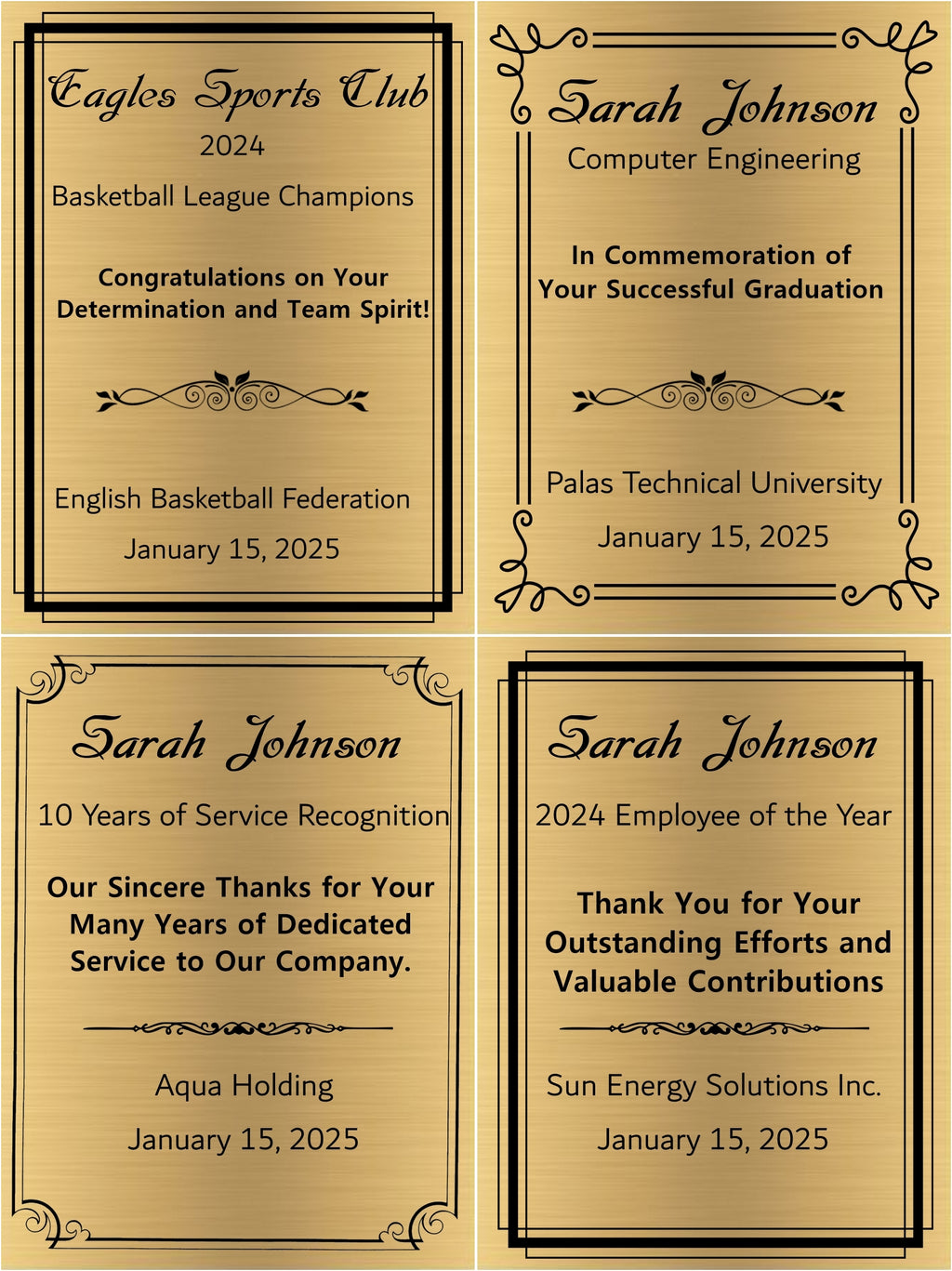 Customized Luxury Boxed Plaque Award - Metal Plaque with Red and Blue Velvet Bag