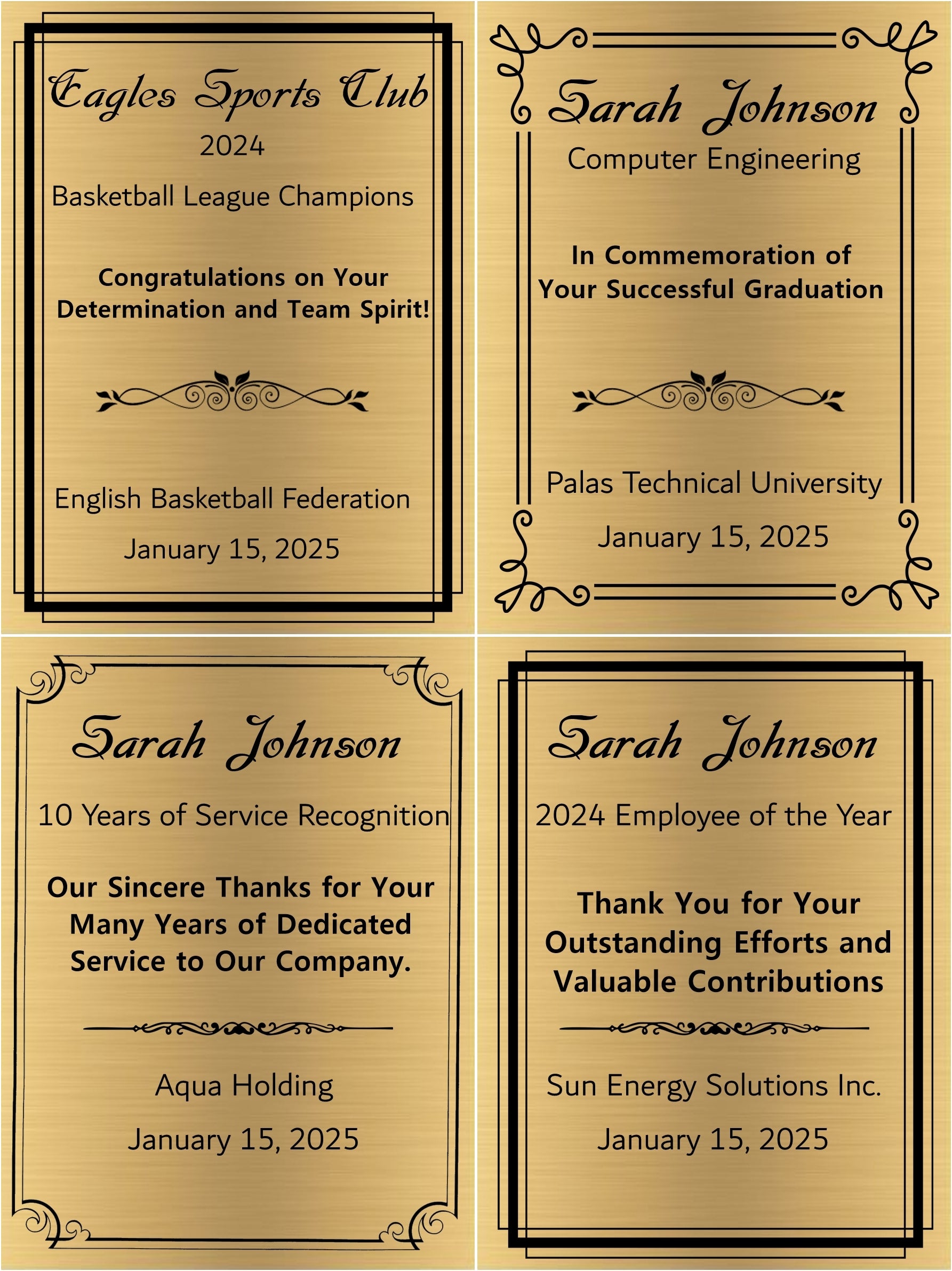 Customized Luxury Boxed Plaque Award - Metal Plaque with Red and Blue Velvet Bag