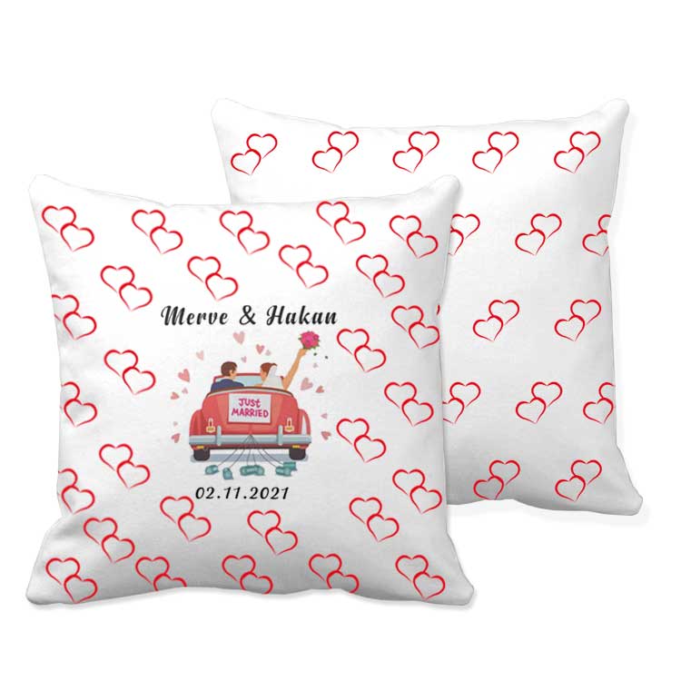 Double Heart Pattern Sublimation Pillowcase