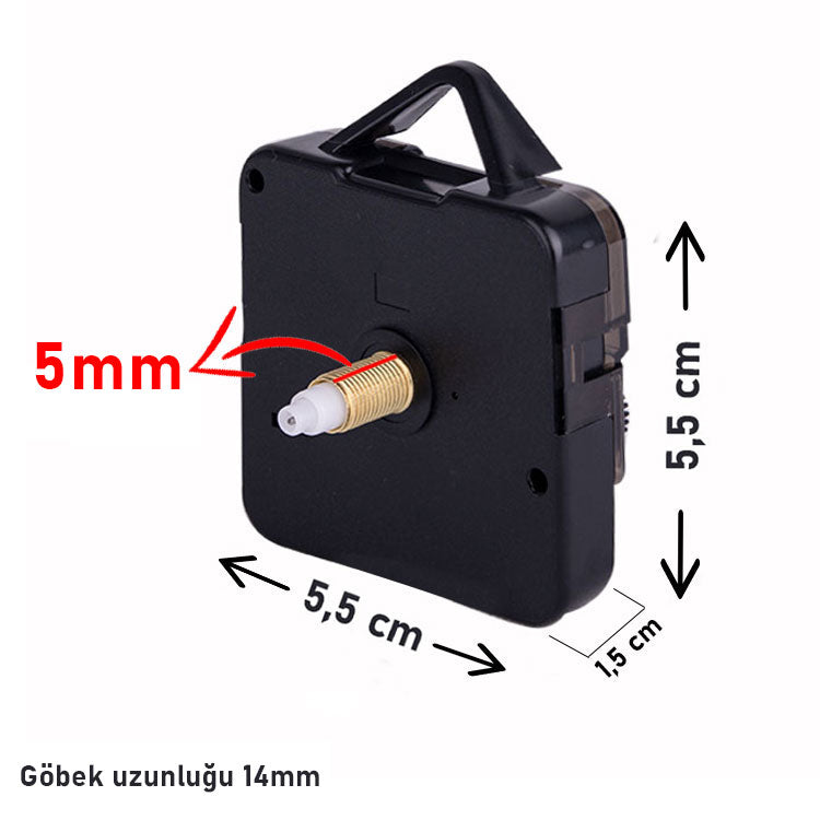 Self-Hanging Silent Clock Mechanism, 5mm Shaft Length