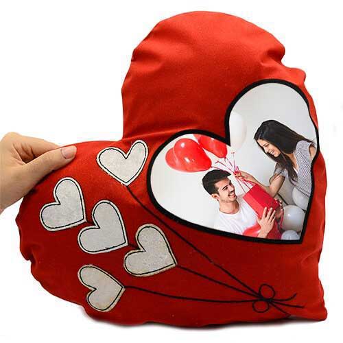 Red Heart Pillow with Sublimation Heart Balloon