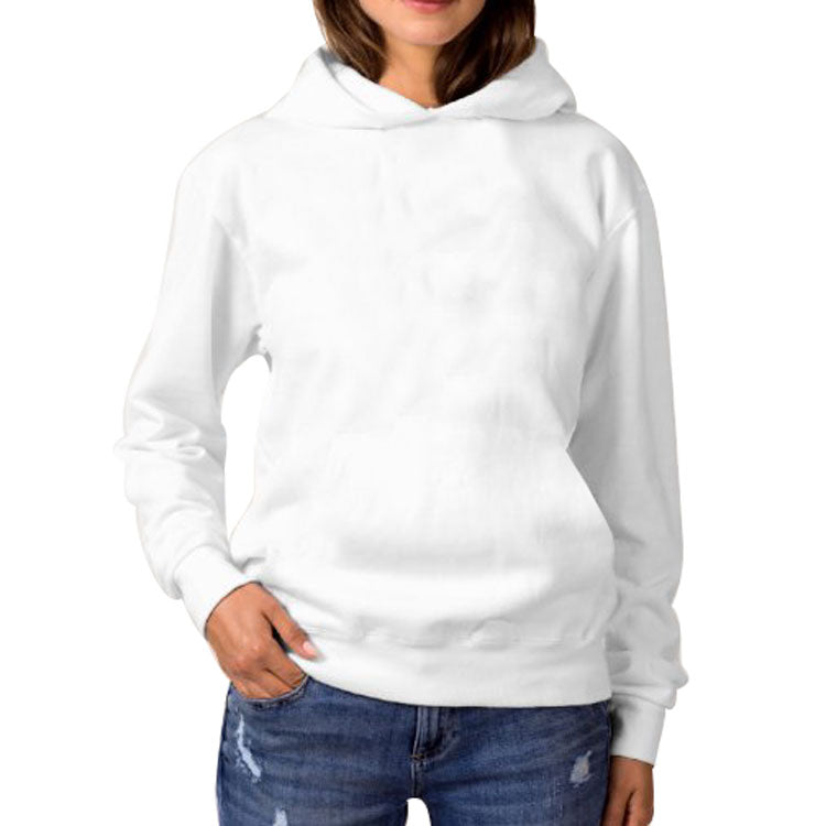 Sublimation Hooded Pocketless White Sweatshirt