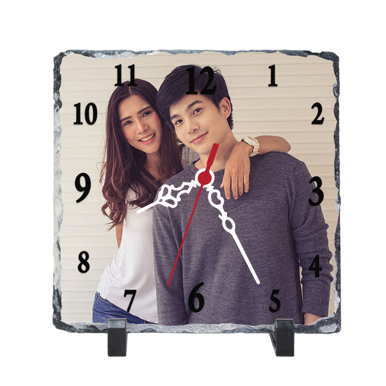 Sublimation Square Natural Stone Clock - 20x20cm
