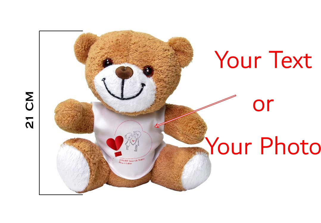 Customizable Brown Plush Bear | Add Photo/Text | Unique Gift for Kids and Adults | Personalized Toy