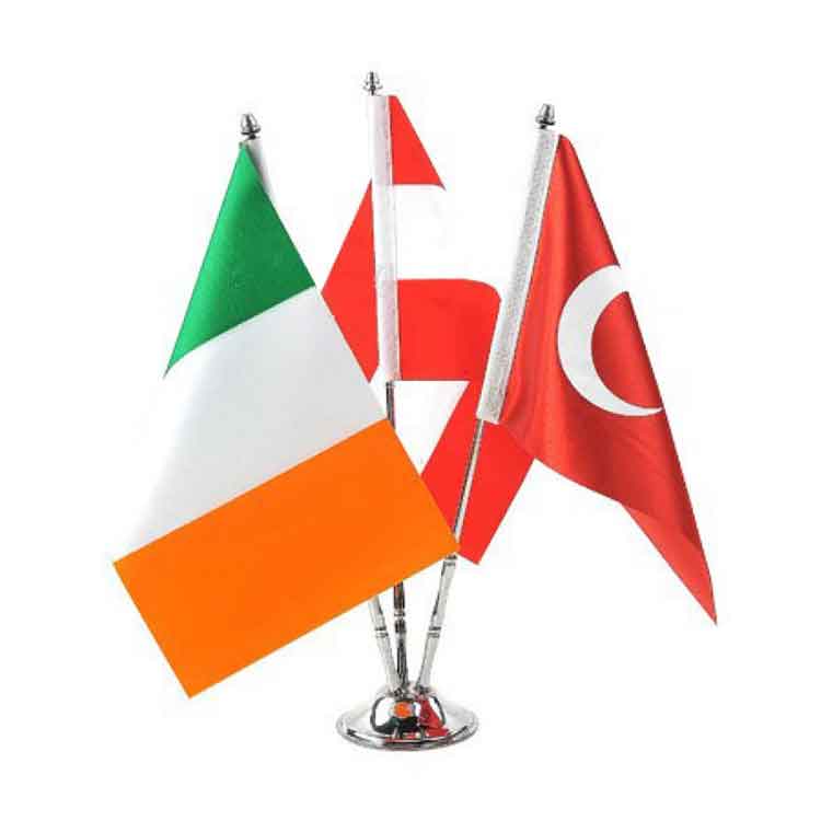 Custom Double-Sided Desk Flag - Logo, Country Flag, Association Banner Printed - Personalized Mini Flag with Pole