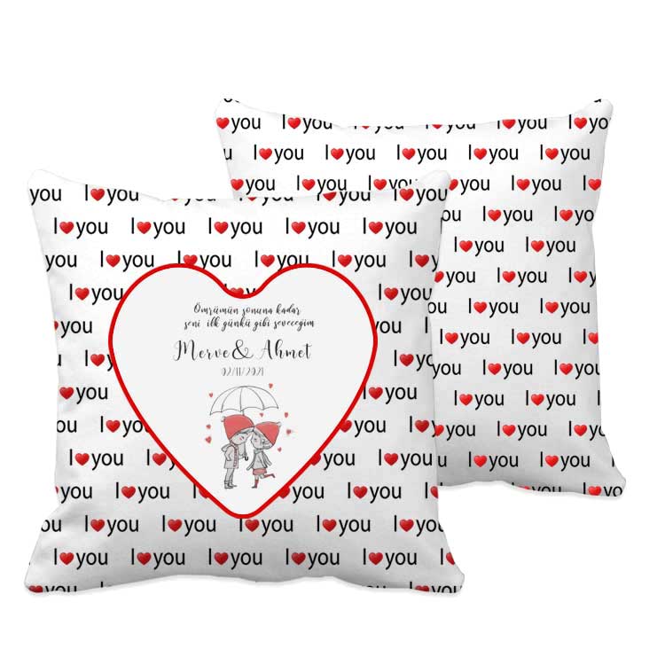Love You Heart Pattern Sublimation Pillowcase