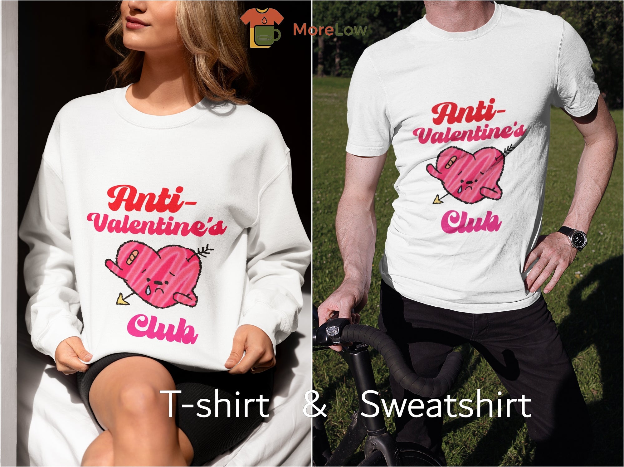 T-Shirt Design for Anti-Valentine's Day: Cartoonish Wounded Heart - Etsy Sweatshirt and T-Shirt Options