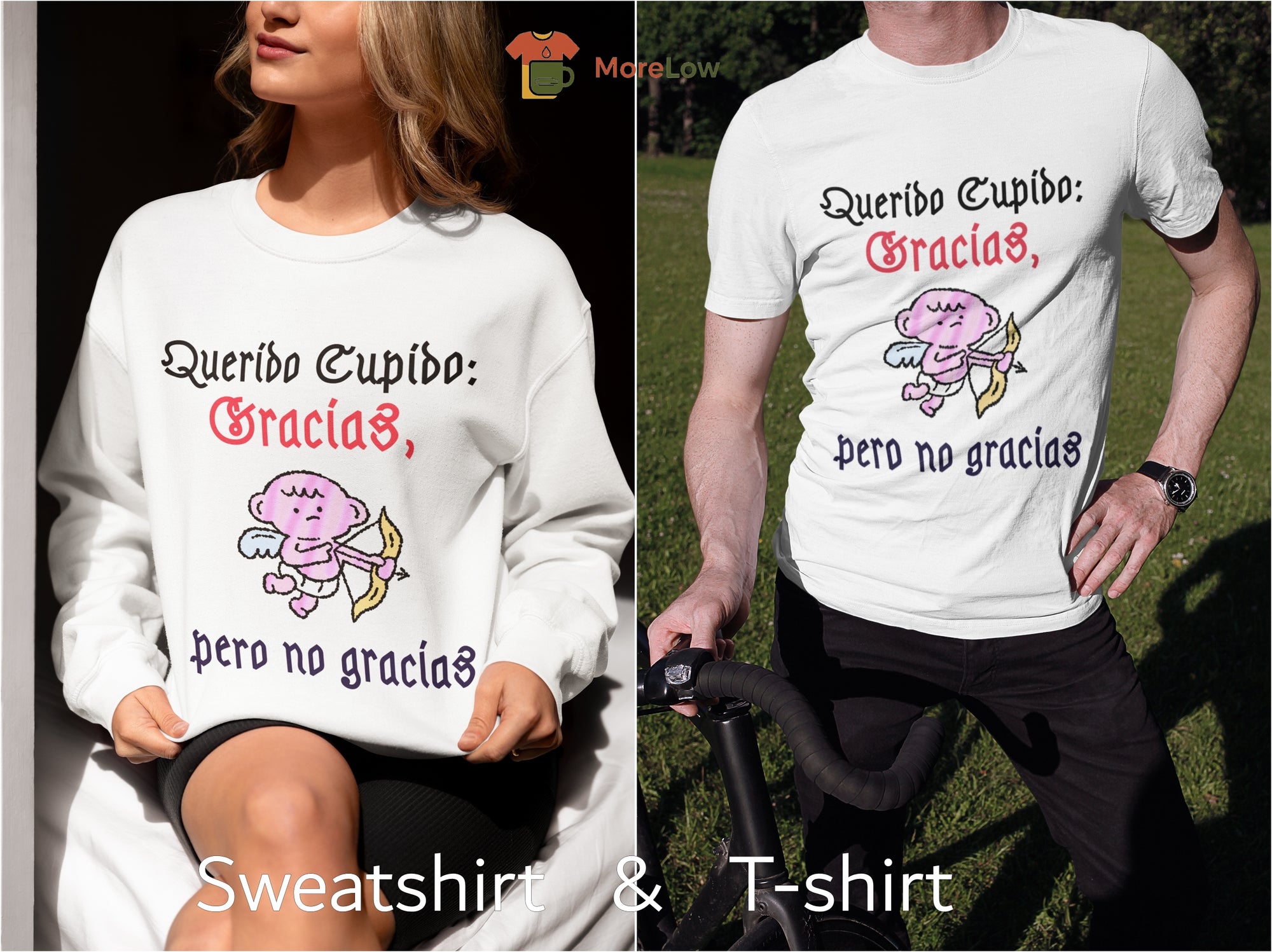 Spanish Anti-Valentine's Day 'Querido Cupido' Sweatshirt & T-Shirt
