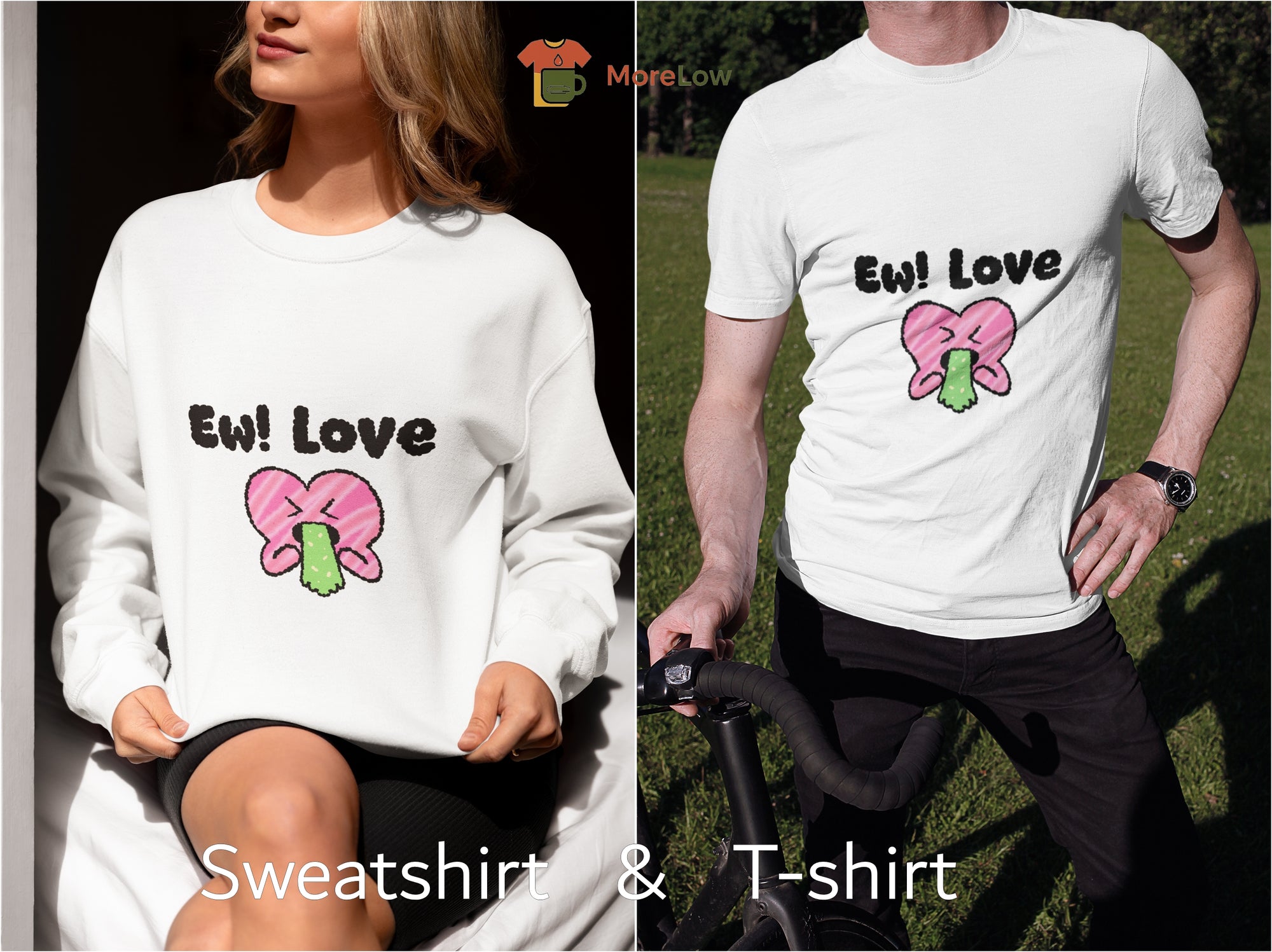 Anti-Valentine's Day 'Ew! Love' Vomiting Heart Sweatshirt & T-Shirt