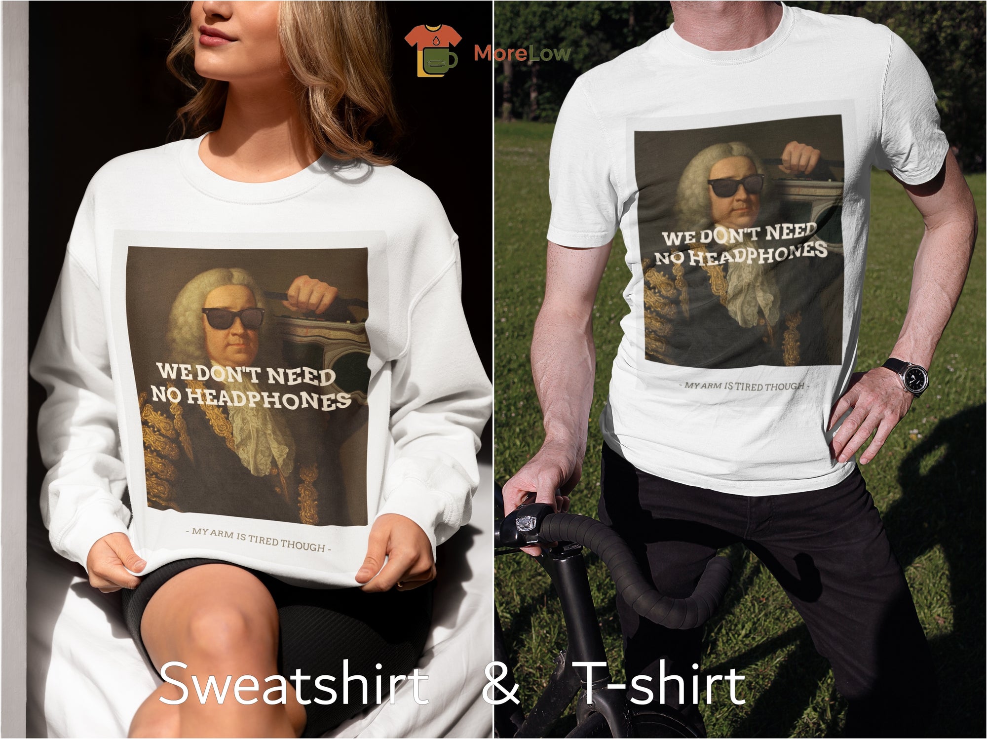 Funny Art History 'We Don't Need No Headphones' Sweatshirt & T-Shirt