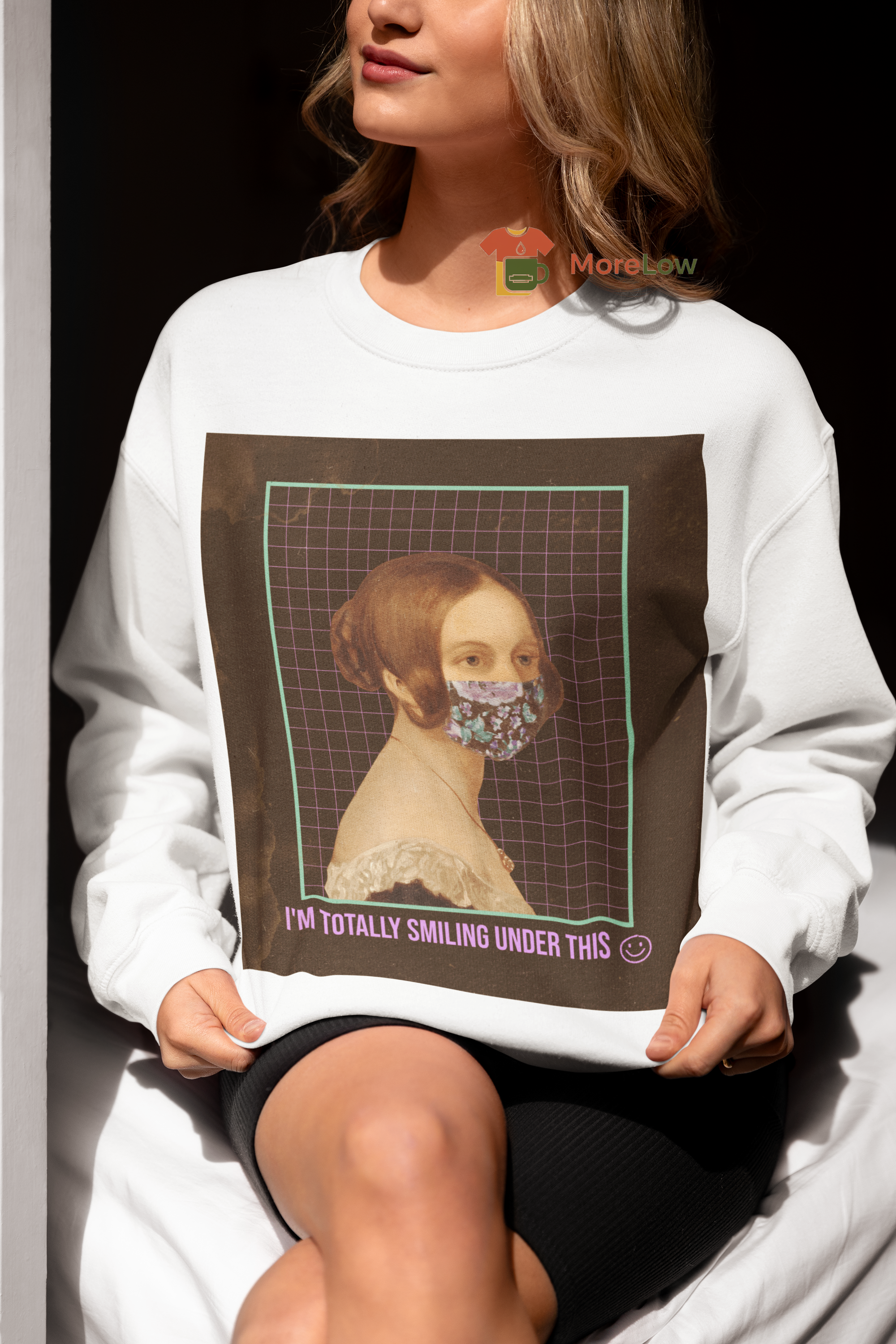 Masked Classical Portrait Humor 'I'm Totally Smiling Under This' Sweatshirt & T-Shirt