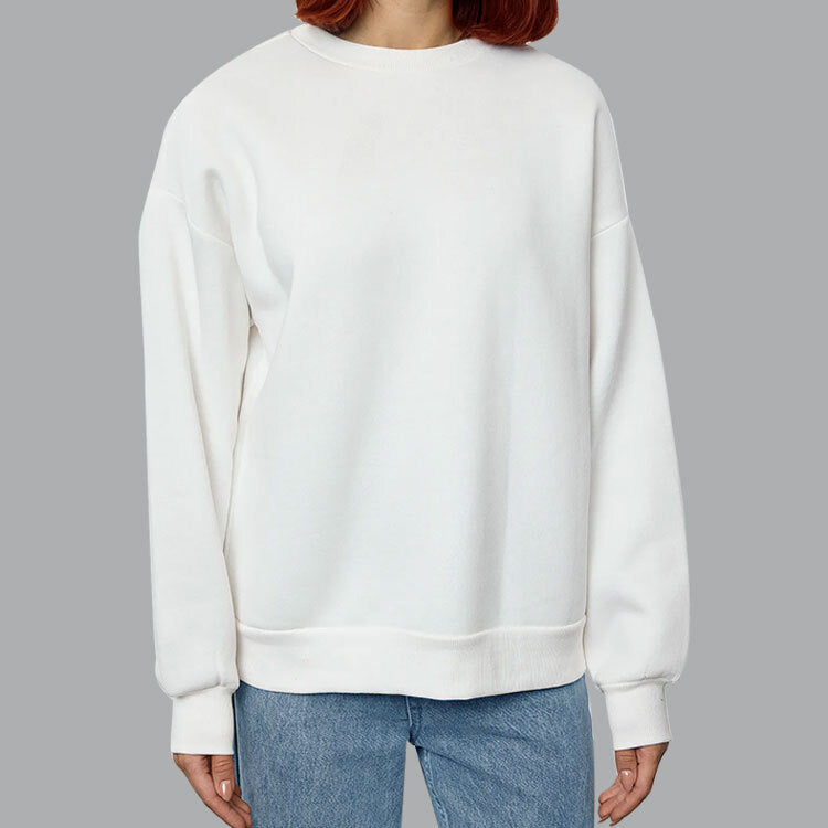 Unisex White Crew Neck Sweatshirt